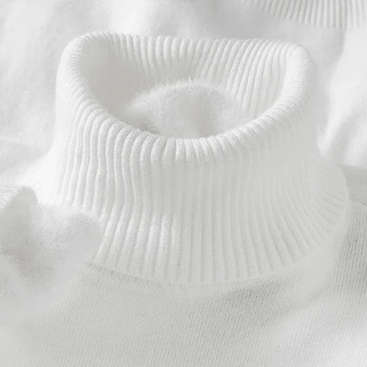 Mens Fleece Lined Turtleneck Jumper