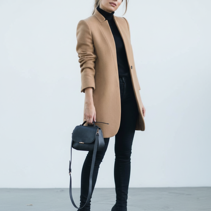 Womens Wool Blend Stand Collar Coat