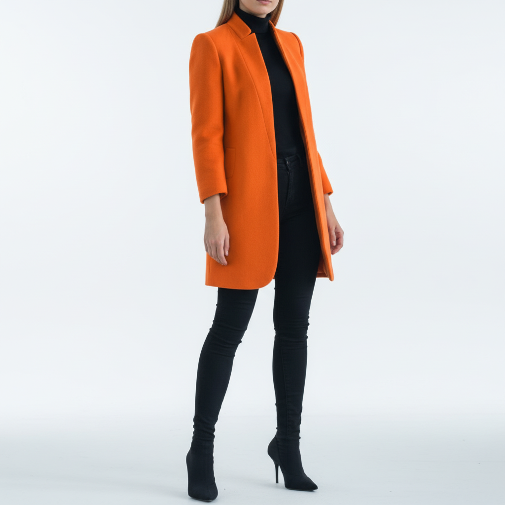Womens Wool Blend Stand Collar Coat