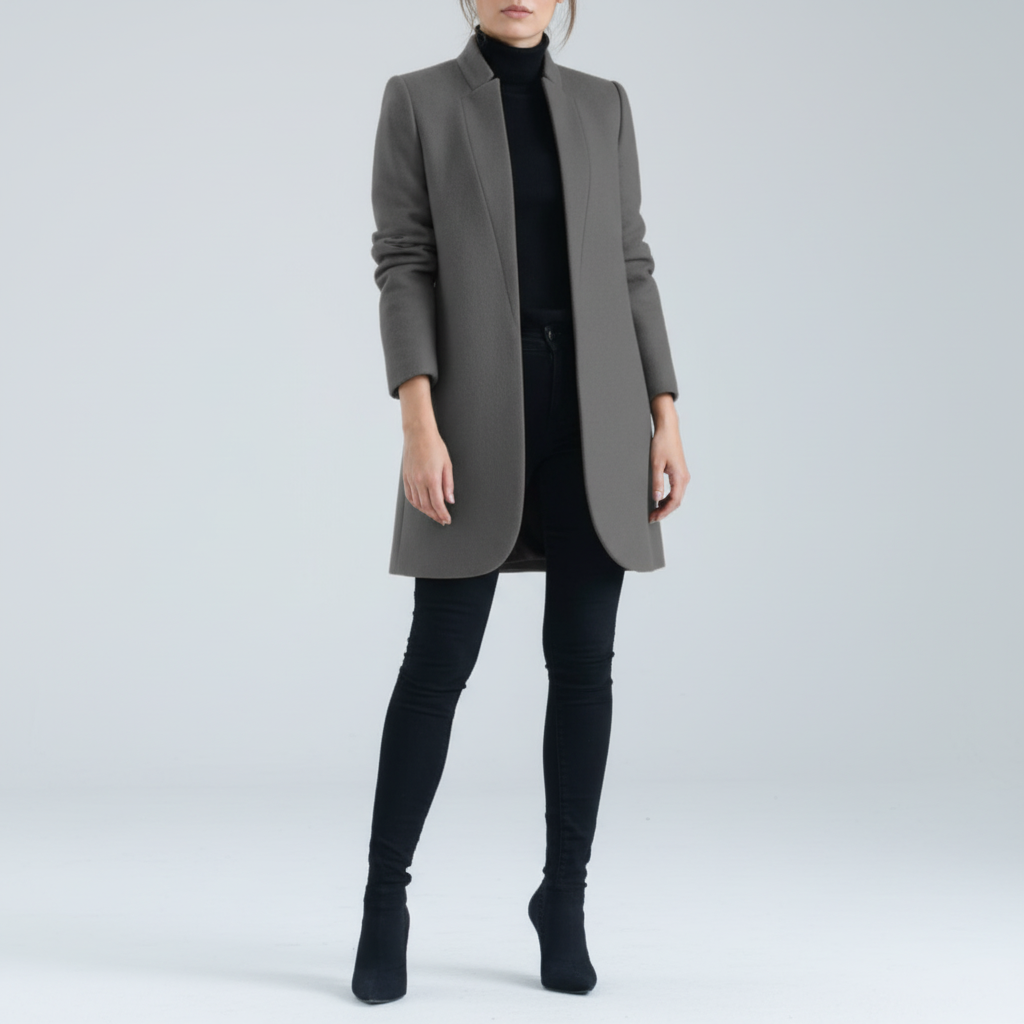 Womens Wool Blend Stand Collar Coat