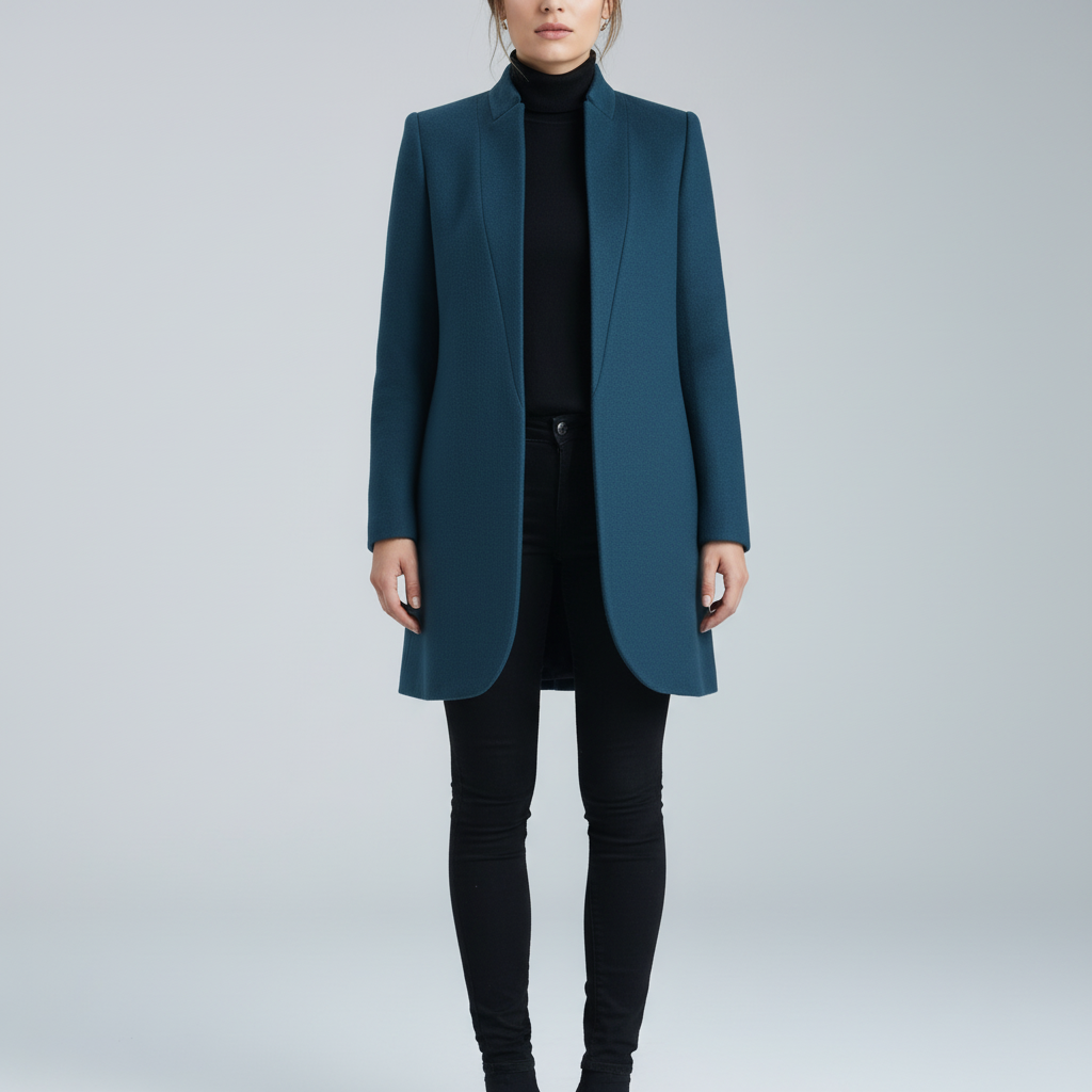 Womens Wool Blend Stand Collar Coat