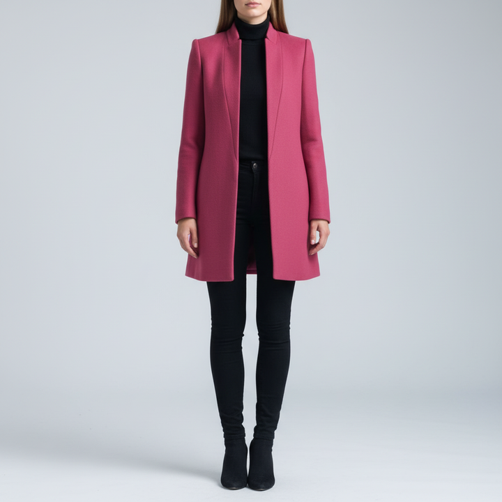 Womens Wool Blend Stand Collar Coat