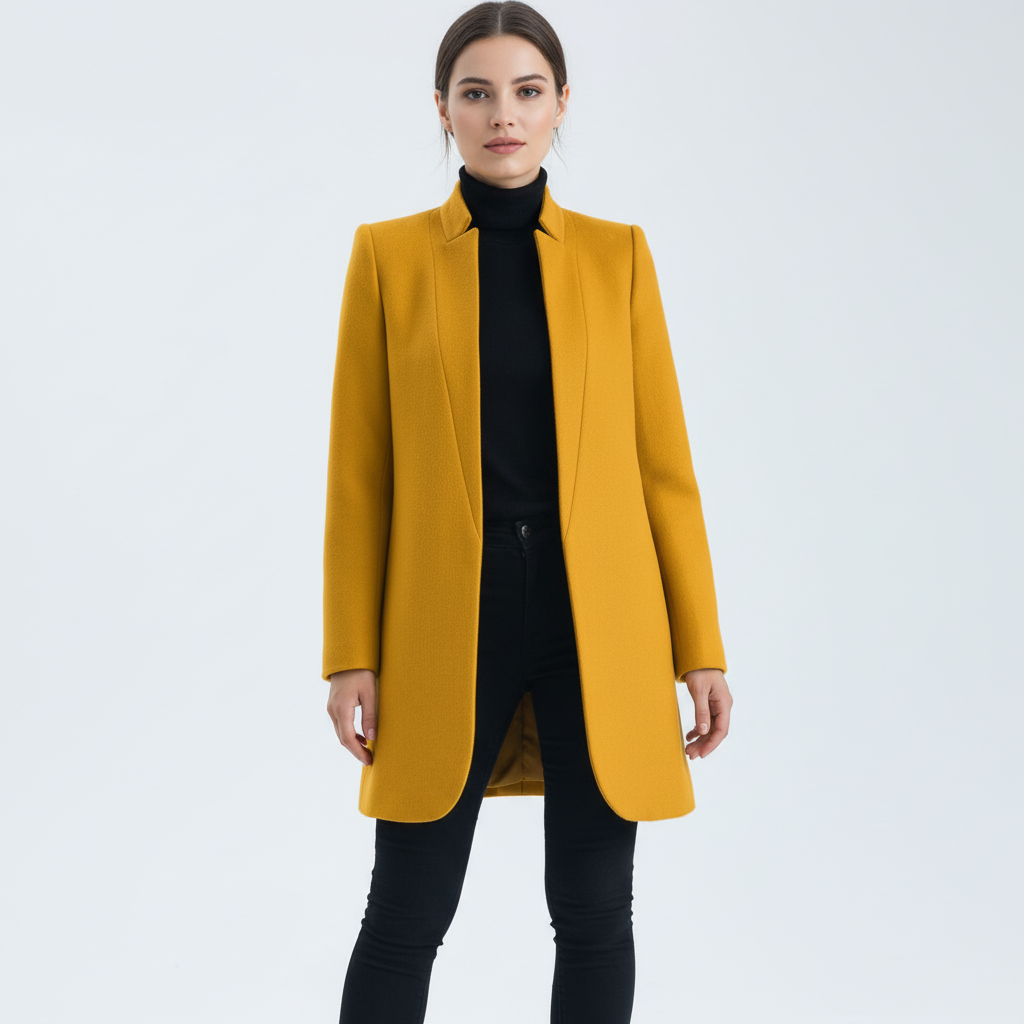 Womens Wool Blend Stand Collar Coat