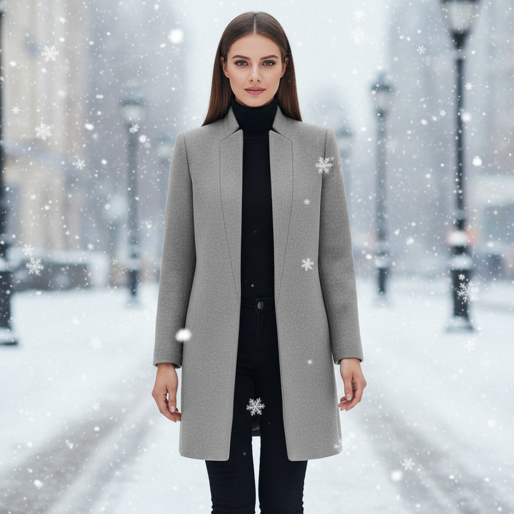 Womens Wool Blend Stand Collar Coat