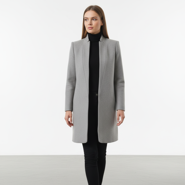 Womens Wool Blend Stand Collar Coat