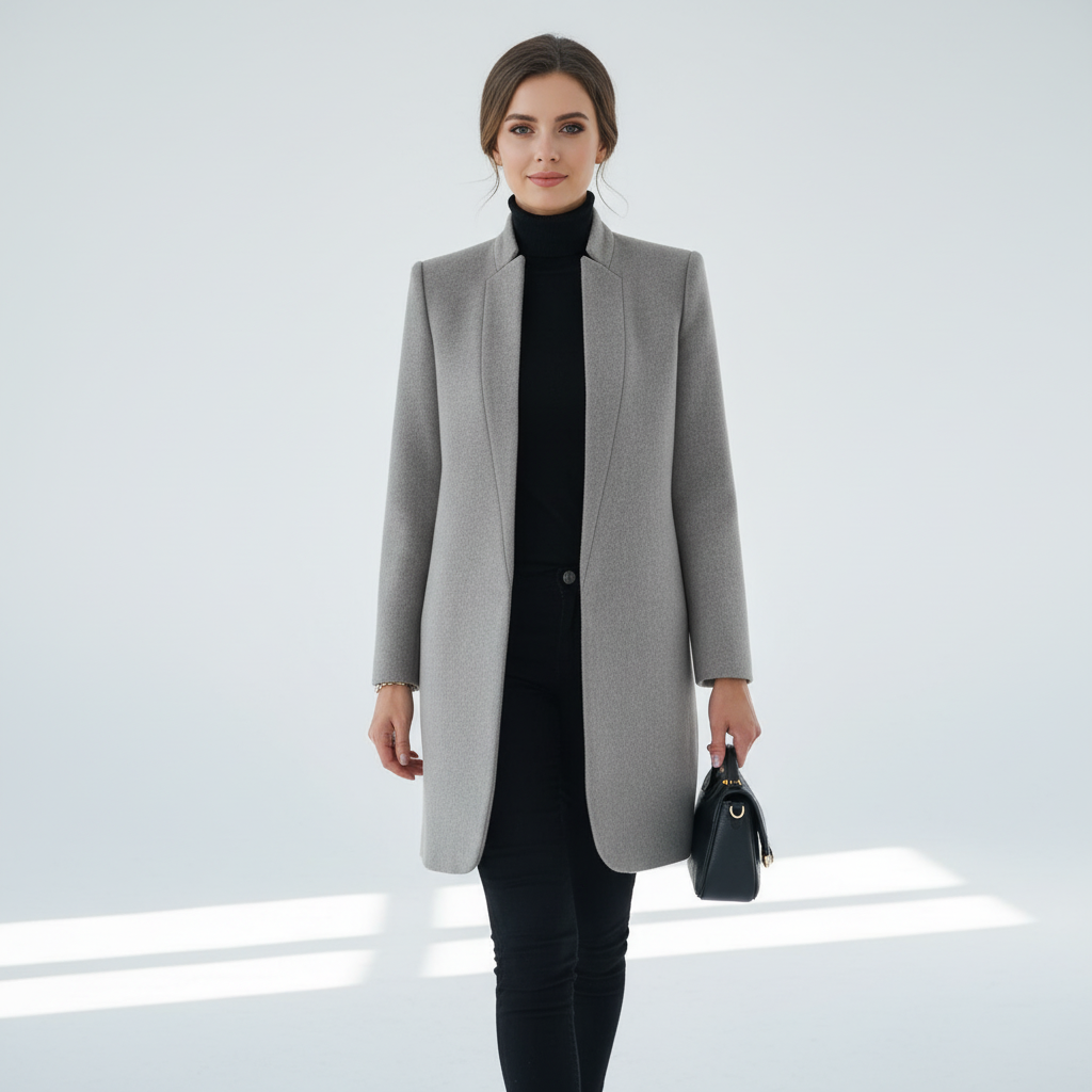 Womens Wool Blend Stand Collar Coat