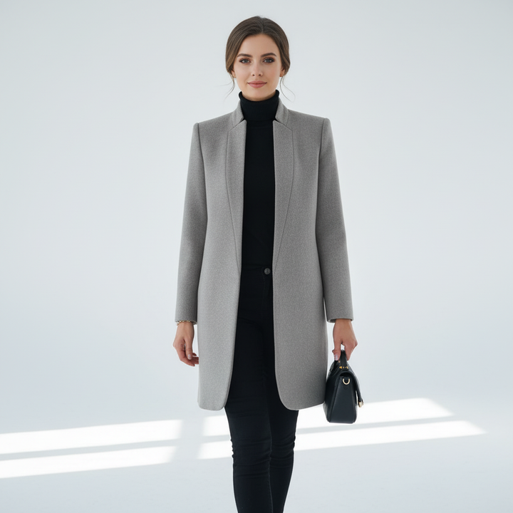 Womens Wool Blend Stand Collar Coat