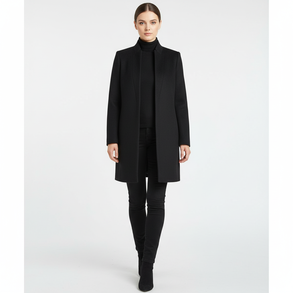 Womens Wool Blend Stand Collar Coat