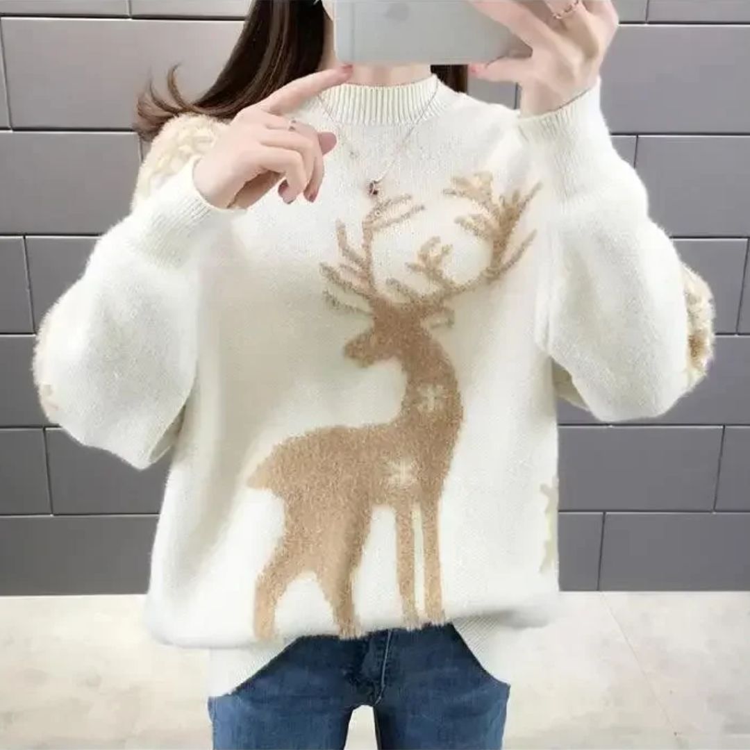 Womens Reindeer Knit Christmas Jumper