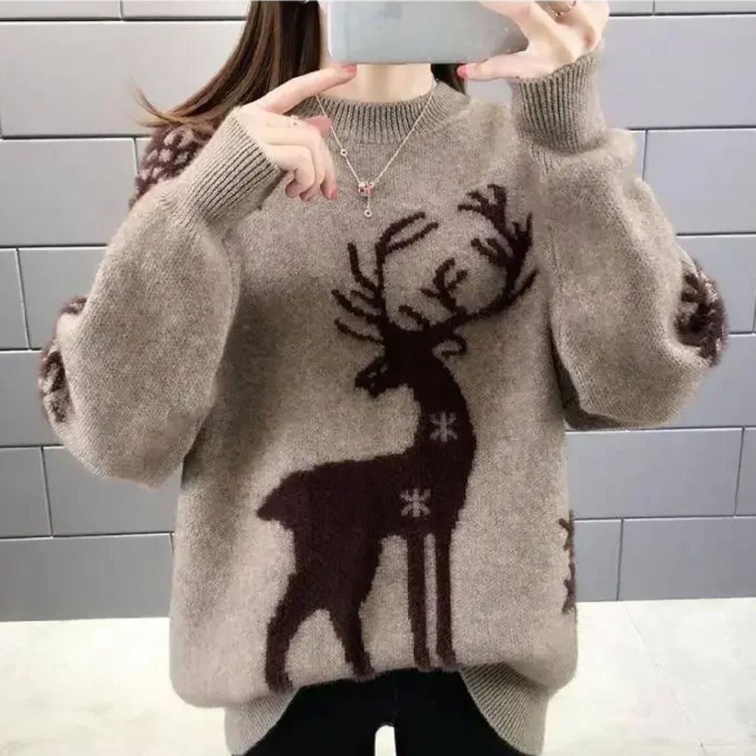 Womens Reindeer Knit Christmas Jumper