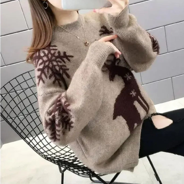 Womens Reindeer Knit Christmas Jumper
