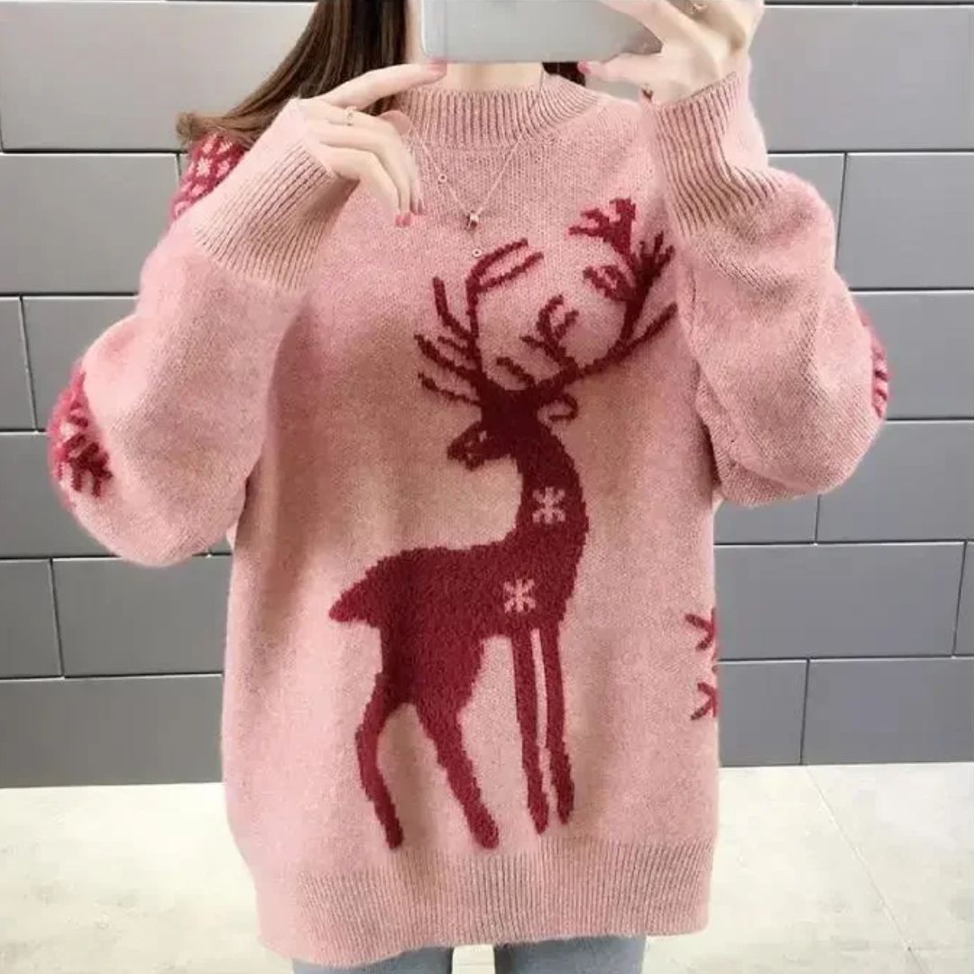 Womens Reindeer Knit Christmas Jumper