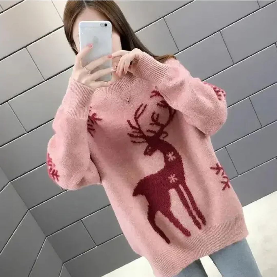 Womens Reindeer Knit Christmas Jumper