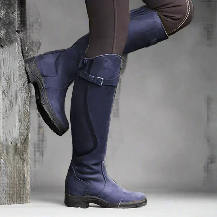 Faux Leather Zip Front Riding Boots