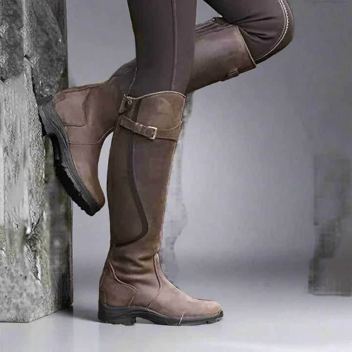 Faux Leather Zip Front Riding Boots