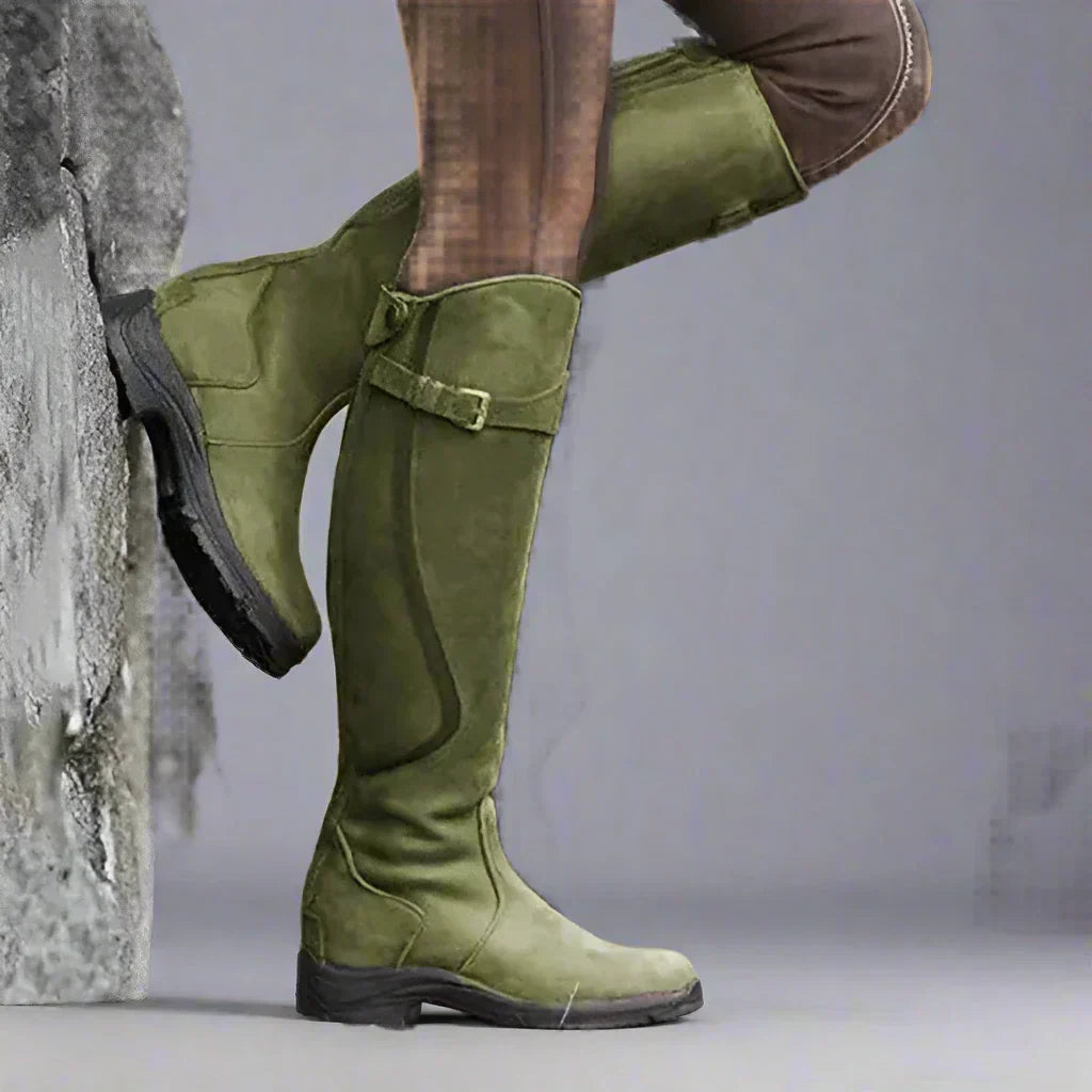 Faux Leather Zip Front Riding Boots