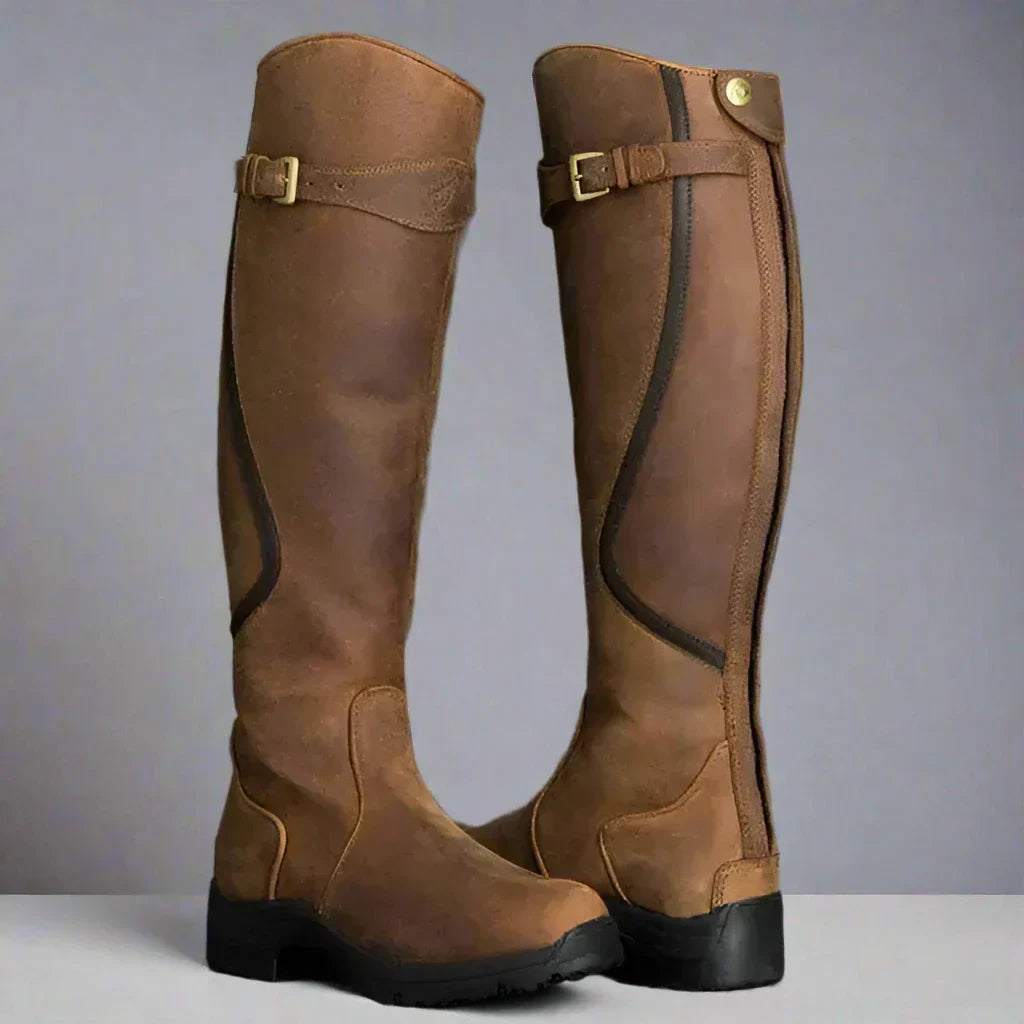 Faux Leather Zip Front Riding Boots