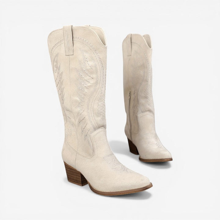 Womens Faux Suede Zip Front Heeled Boots