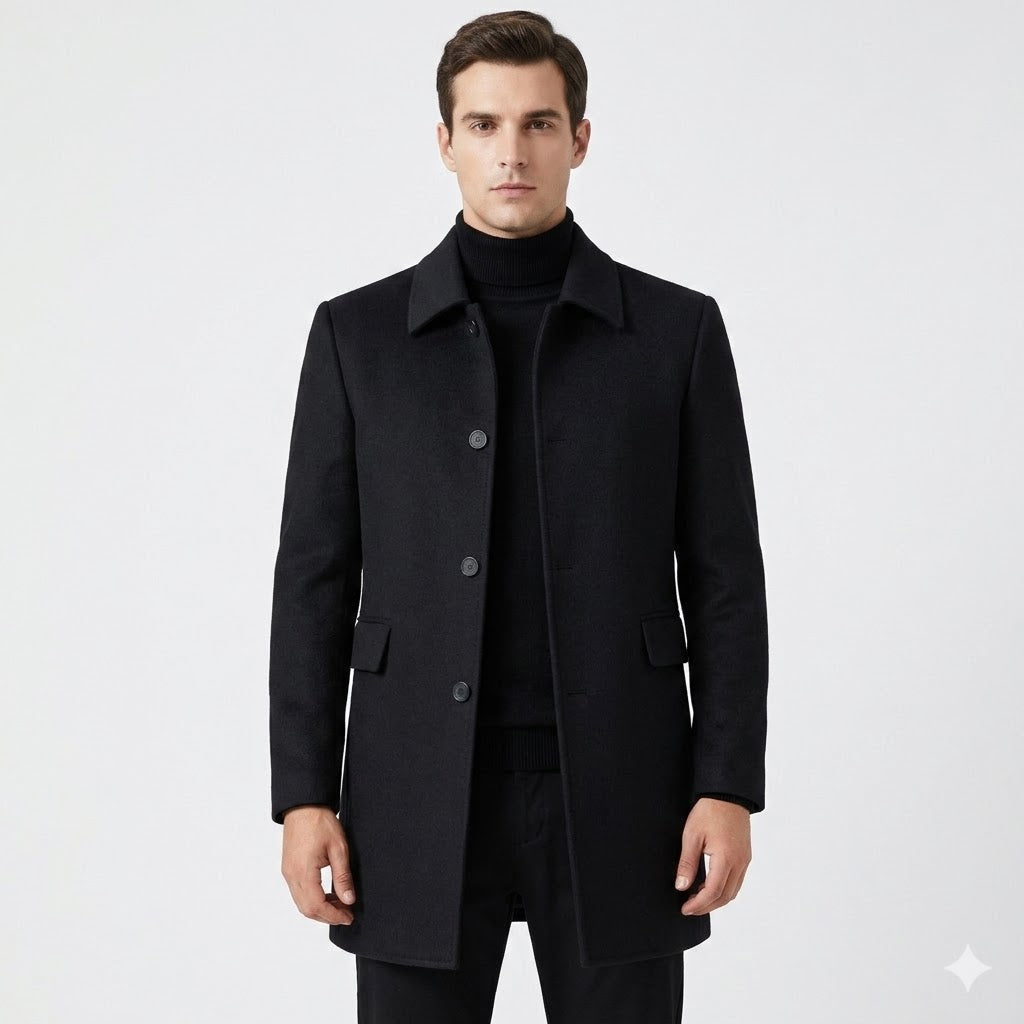 Mens Knitted Casual Ribbed Cuff Coat
