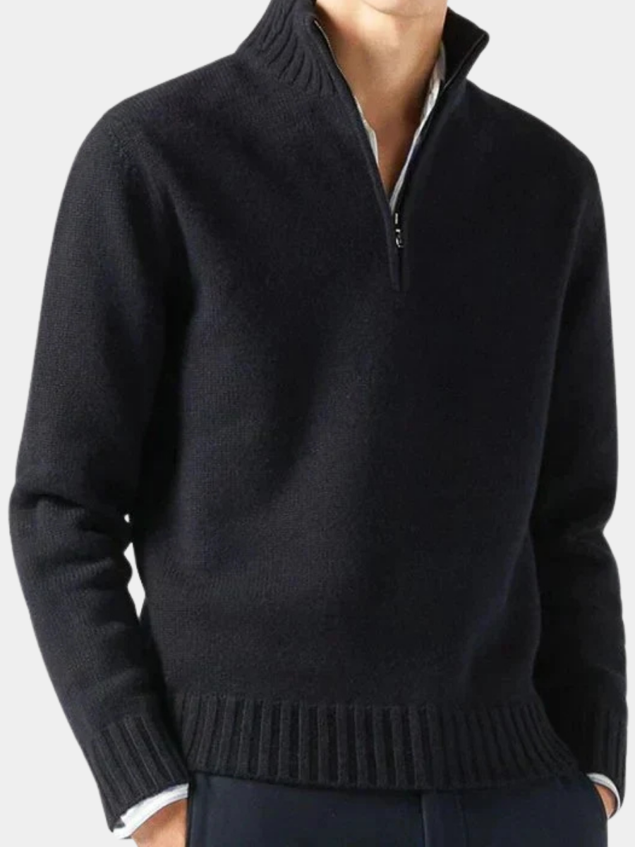 Mens Knitted Zip Front Everyday Sweater
