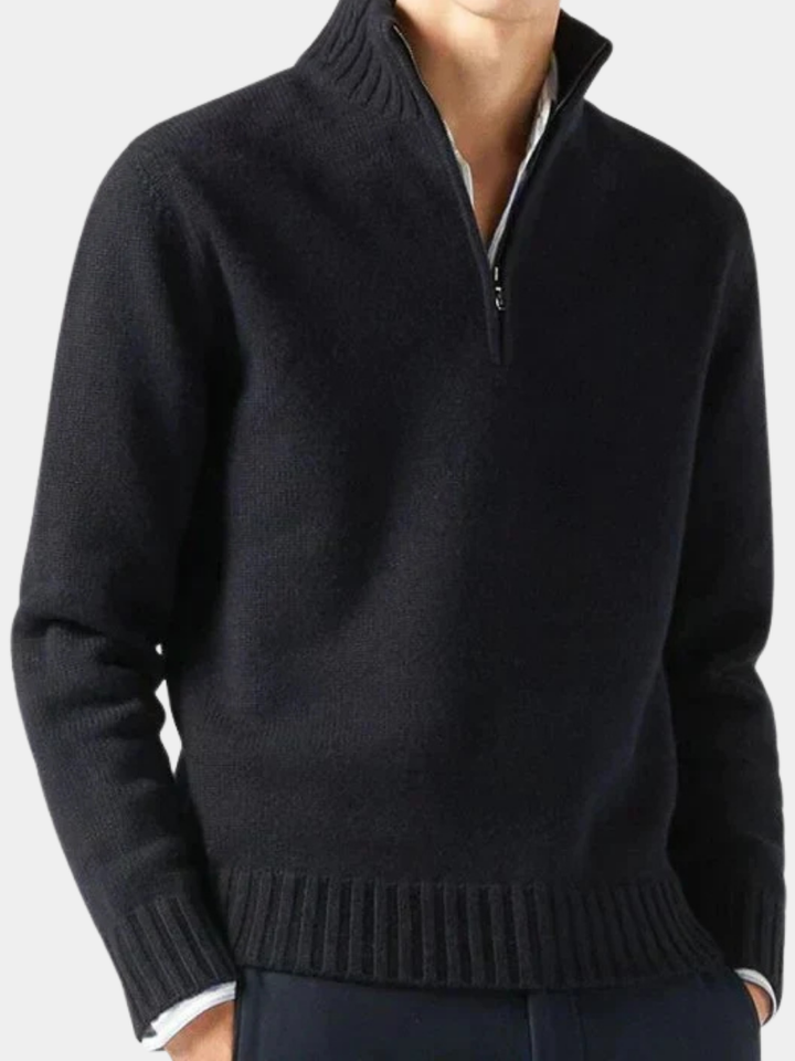 Mens Knitted Zip Front Everyday Sweater