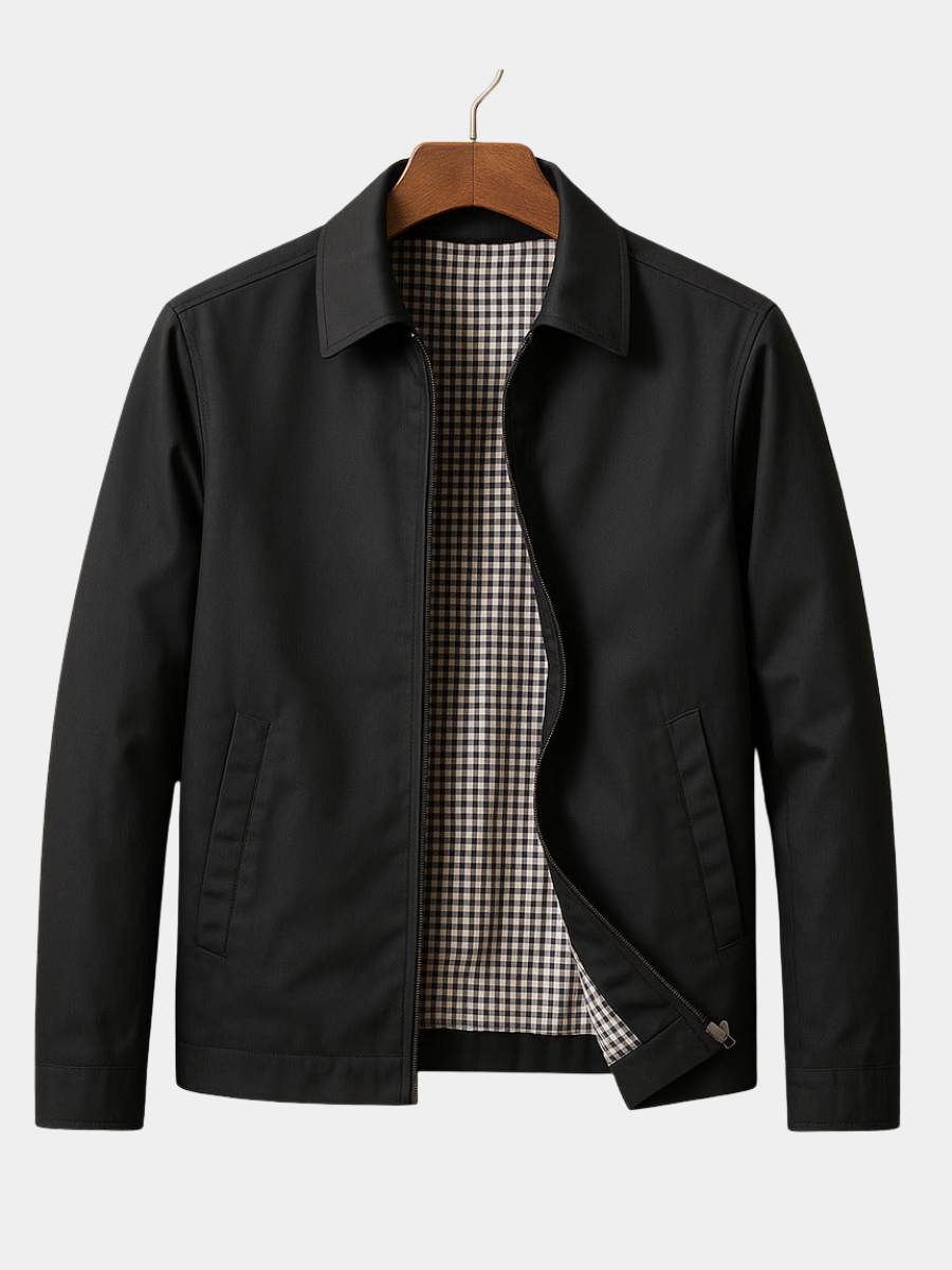 Mens Lightweight Check Lined Harrington Jacket