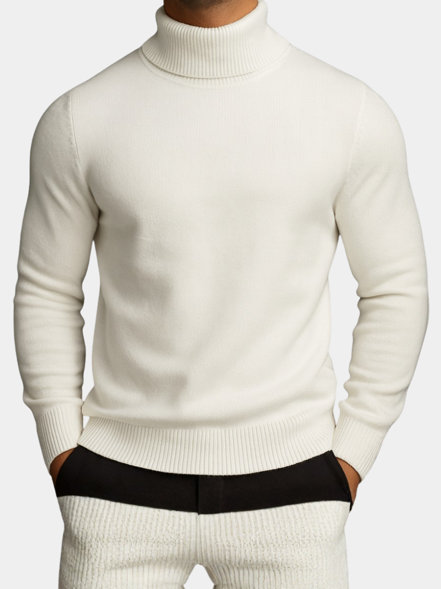 Mens Fleece Lined Turtleneck Jumper