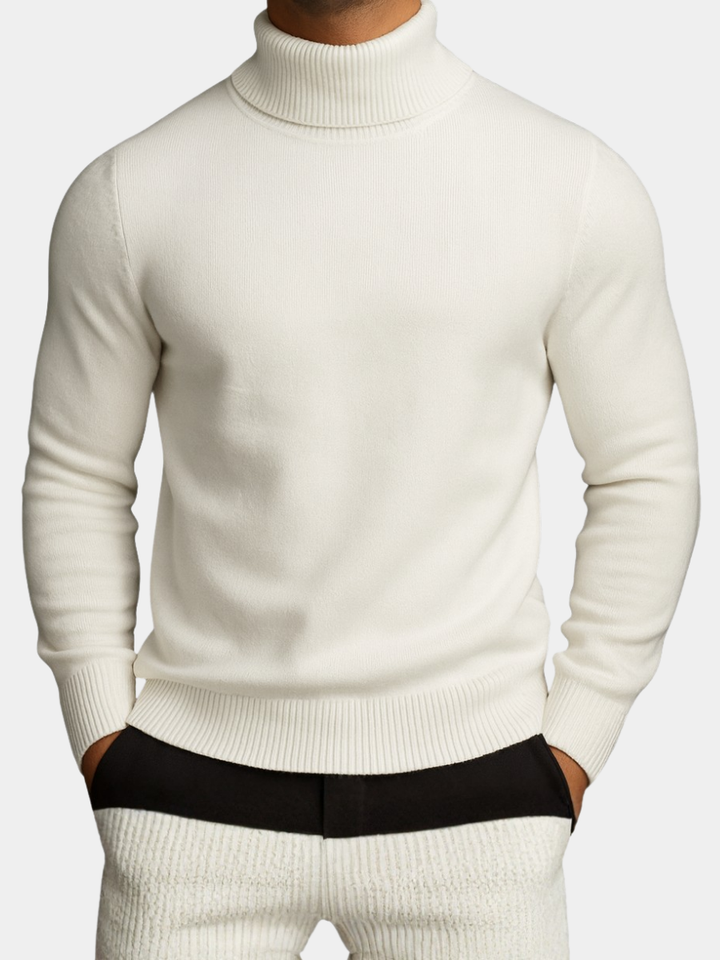 Mens Fleece Lined Turtleneck Jumper