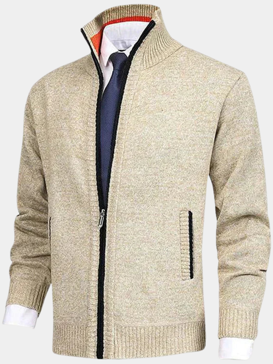 Mens Long Sleeve Casual Ribbed Cuff Cardigan