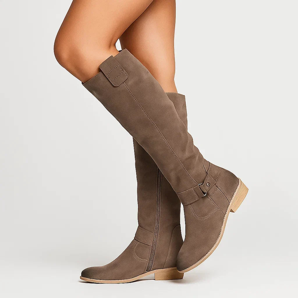 Womens Faux Suede Zip Front Boots