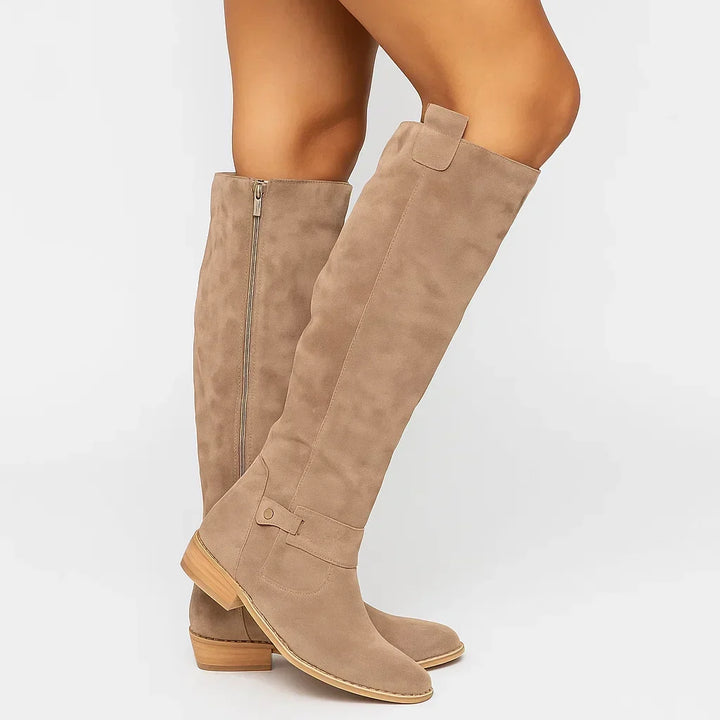Womens Faux Suede Zip Front Boots