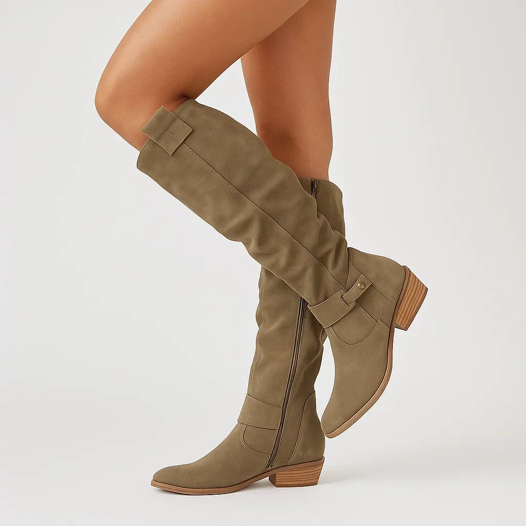 Womens Faux Suede Zip Front Boots