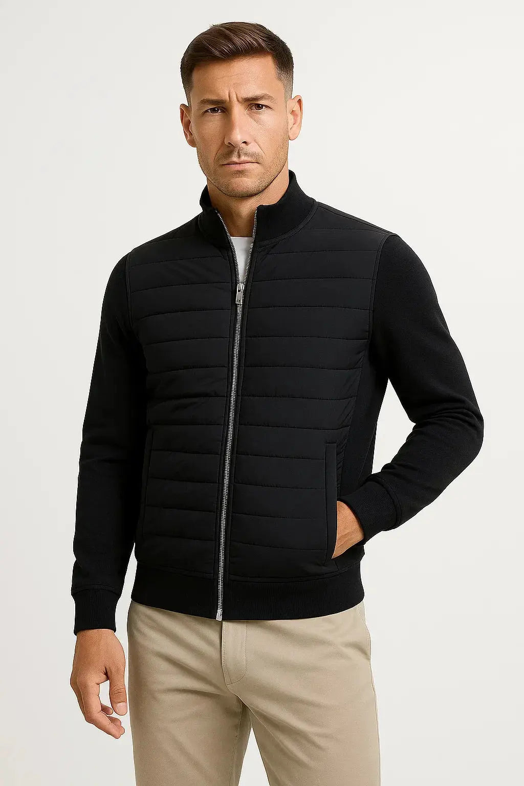 Mens Hybrid Quilted Knit Sleeve Jacket