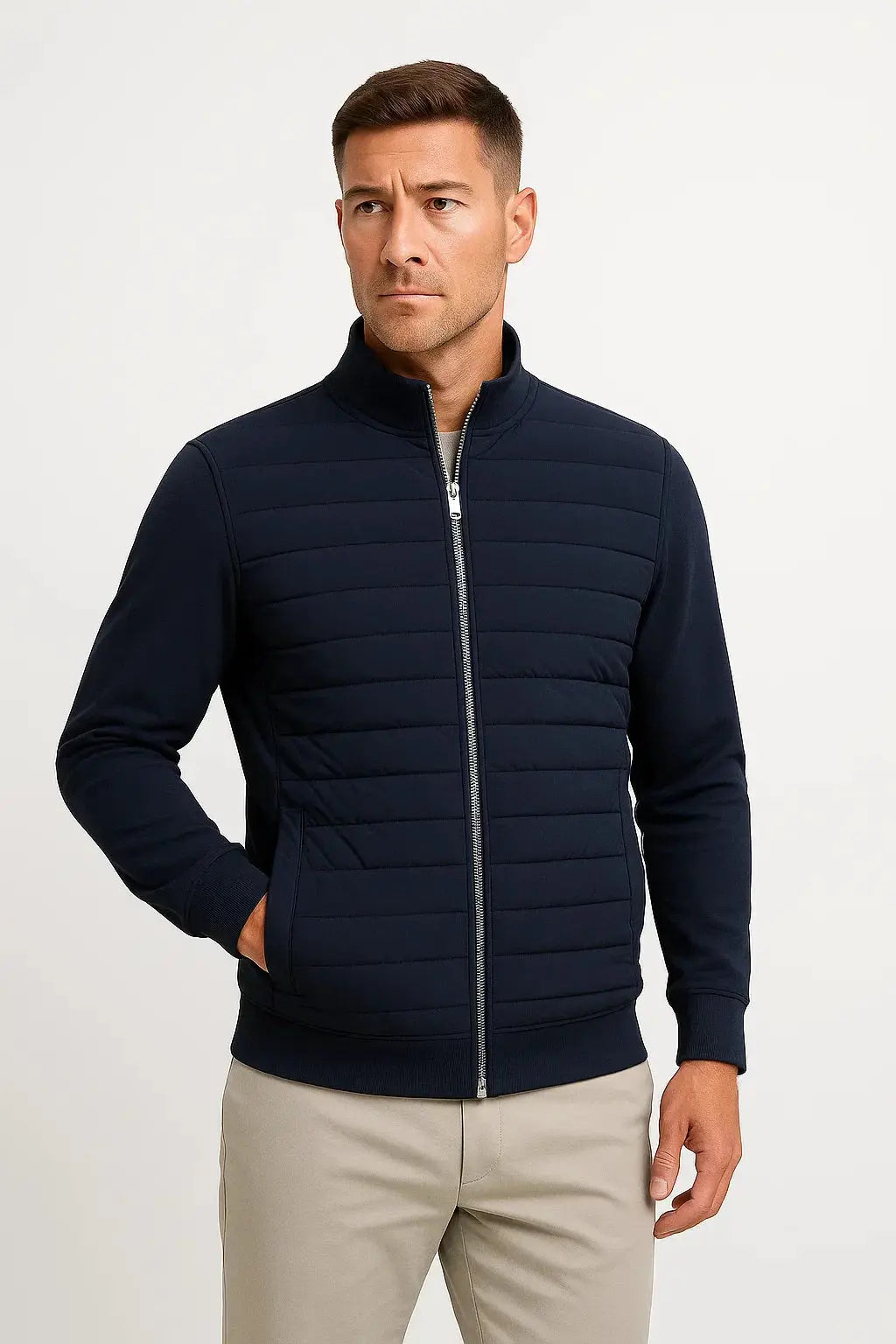 Mens Hybrid Quilted Knit Sleeve Jacket
