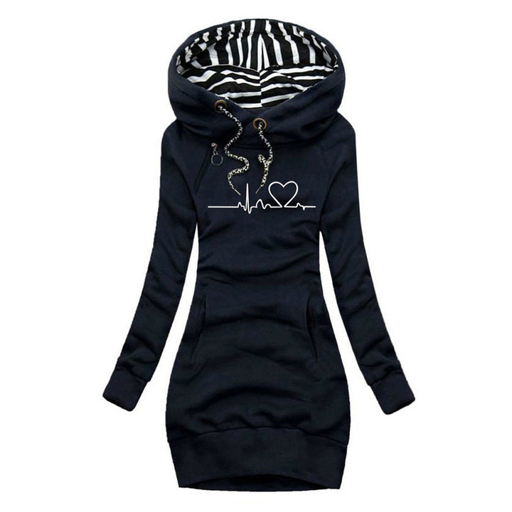 Womens Heart Print Turtleneck Jumper Dress