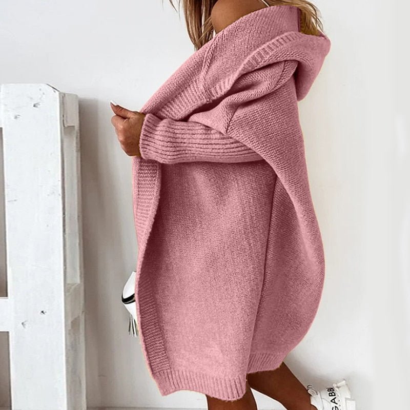 Womens Oversized Warm Hooded Cardigan
