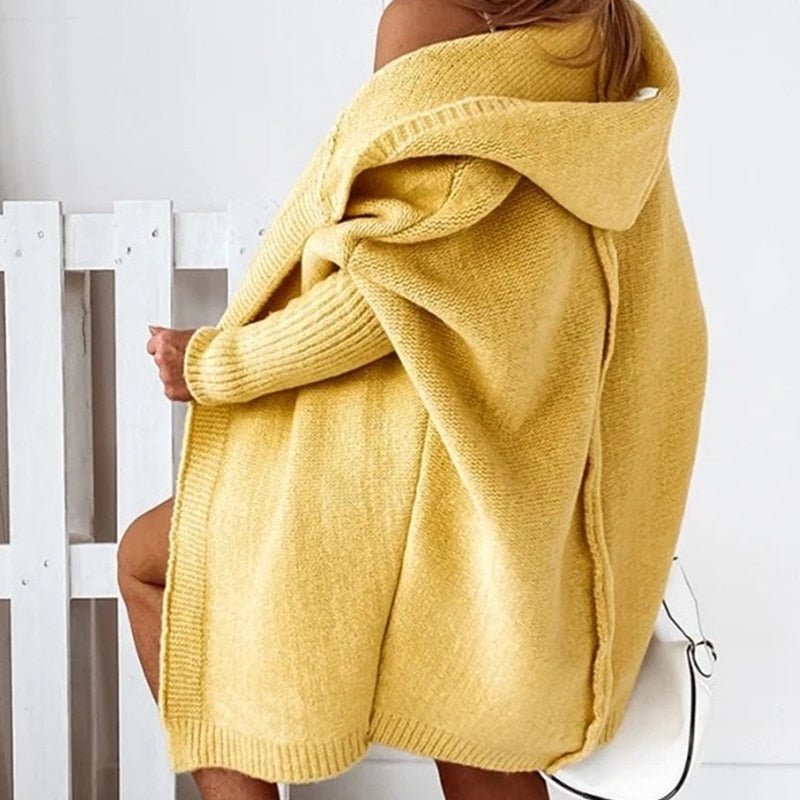 Womens Oversized Warm Hooded Cardigan