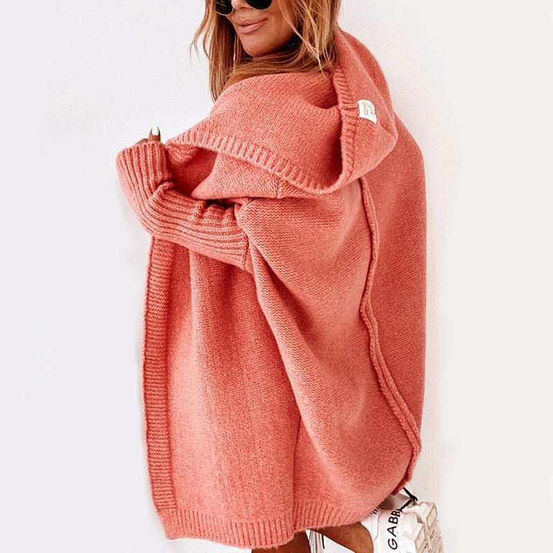 Womens Oversized Warm Hooded Cardigan