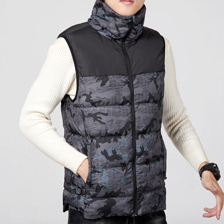 Mens Heated Camo Puffer Gilet
