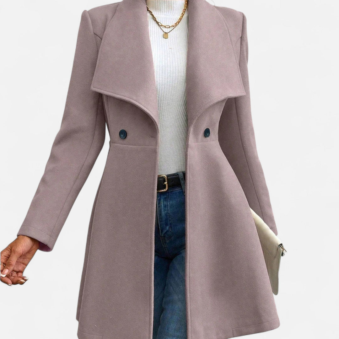 Womens Lined Lapel Wool Winter Coat