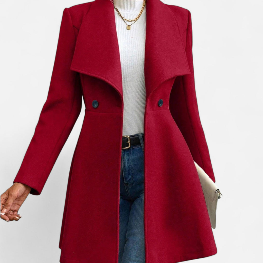 Womens Lined Lapel Wool Winter Coat