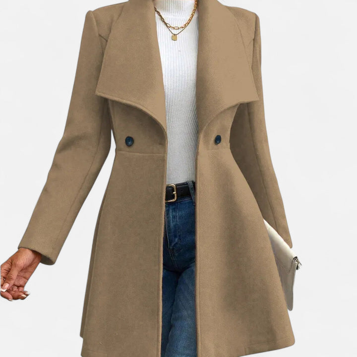 Womens Lined Lapel Wool Winter Coat