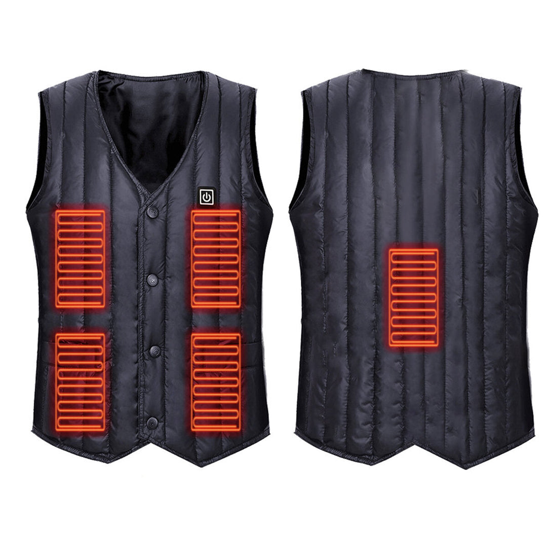 Mens Heated Quilted Button Front Gilet