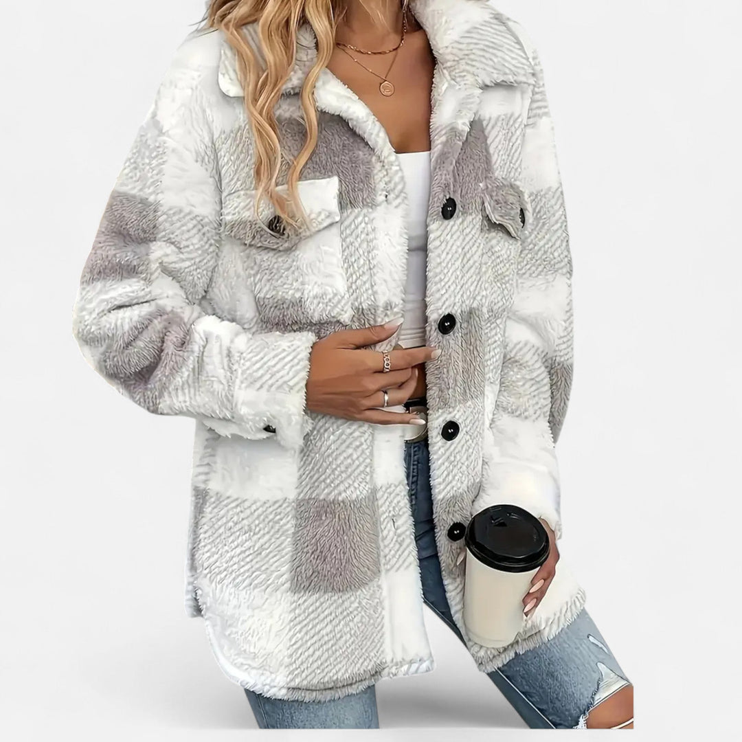 Womens Checked Plush Lined Winter Shacket