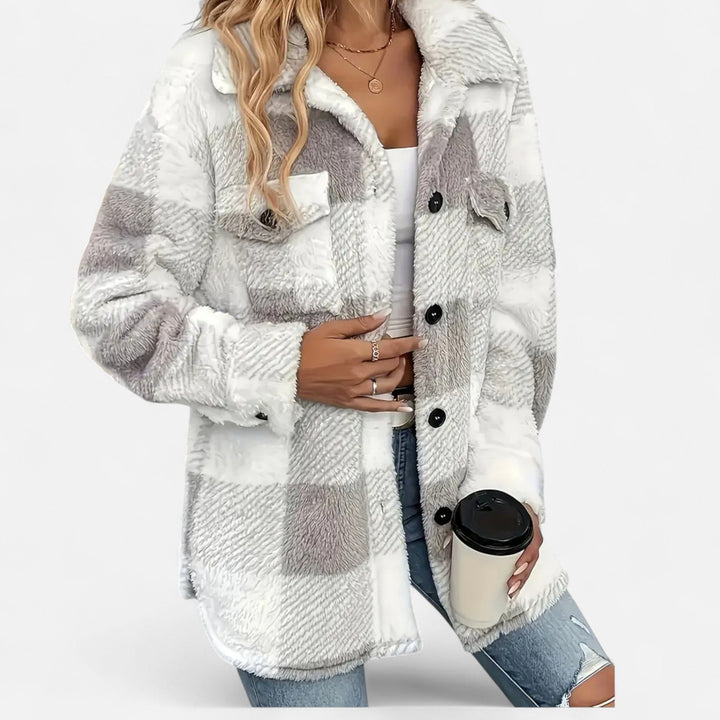 Womens Checked Plush Lined Winter Shacket