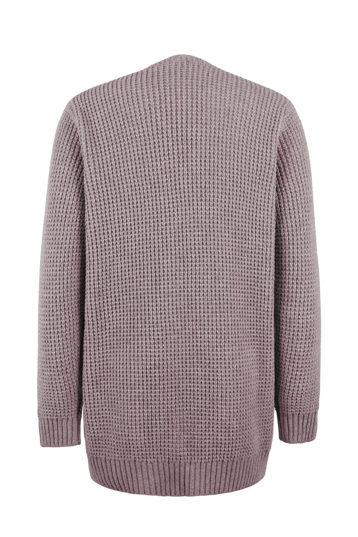 Womens Waffle Knit Open Front Long Cardigan