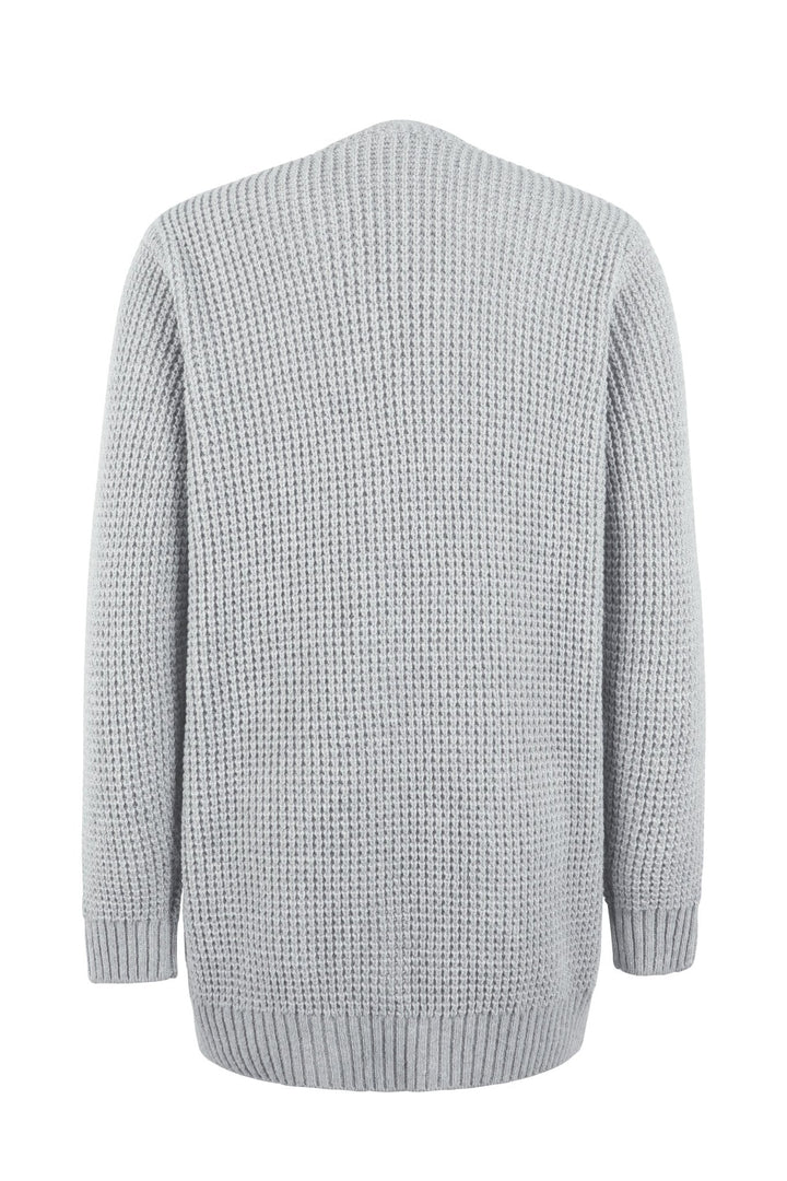 Womens Waffle Knit Open Front Long Cardigan