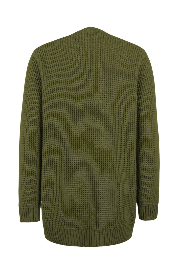 Womens Waffle Knit Open Front Long Cardigan