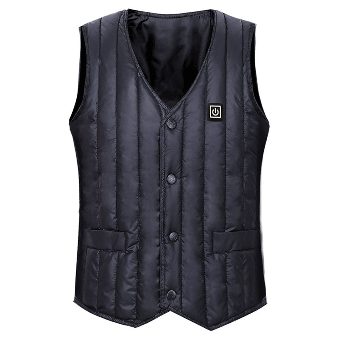 Mens Heated Quilted Button Front Gilet
