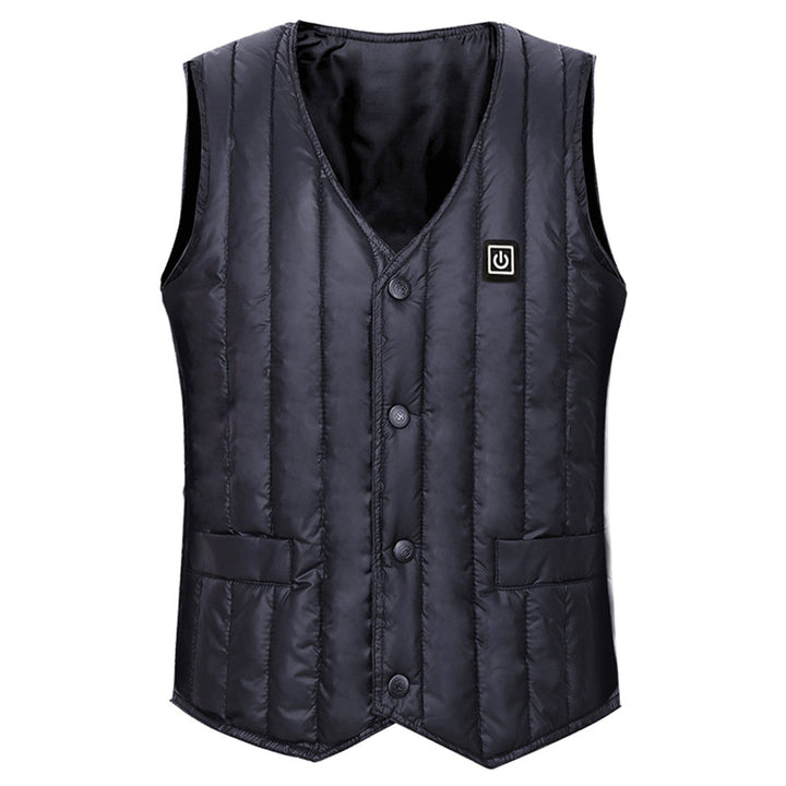 Mens Heated Quilted Button Front Gilet